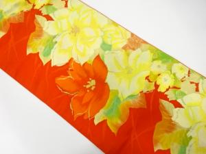 花模様織り出し　名古屋帯